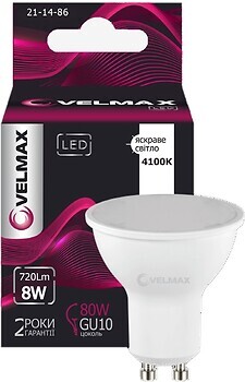 Фото Velmax led MR16 8W 4100K GU10 (21-14-86)