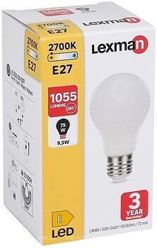 Фото Lexman A60 E27 9.5W 1055LM 2700K (824241)