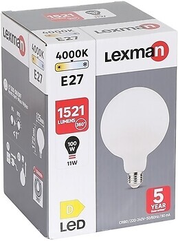 Фото Lexman G125 E27 11W 1521LM 4000K FIL Milky (824261)