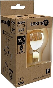 Фото Lexman A60 E27 4.5W 400LM 2200K FIL Amber Spiral (824517)