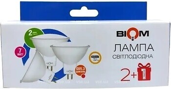Фото BIOM BT-562/3 MR16 7W GU5.3 4500K Набір 3 шт (00-00023470)
