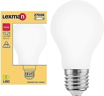 Фото Lexman Led A60 E27 11W 1521LM 2700K (86577449)