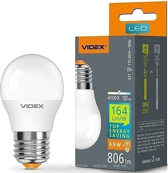 Фото Videx G45H 4.9W E27 4100K (VL-G45h-49274/28408)