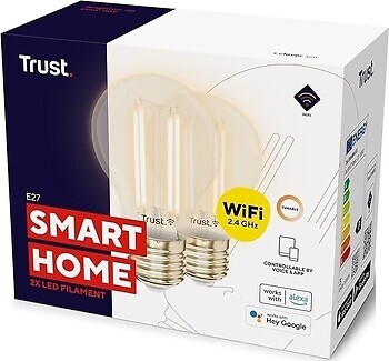 Фото Trust Smart WiFi LED Filament Bulb Ambience E27 470 Lm 1800-6500K White (71287)