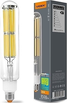 Фото Videx Filament T52F 50W E27 5000K (VL-T52F-50275/28450)