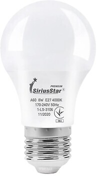 Фото Sirius Star A60 8W 4000K E27 (3106)