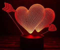 Фото 3D Toys Lamp Два сердца со стрелой
