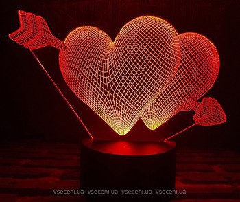 Фото 3D Toys Lamp Два сердца со стрелой