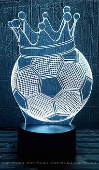 Фото 3D Toys Lamp Футбольний м'яч з короною