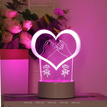 Фото VHG T2 3D LED Серце Pink