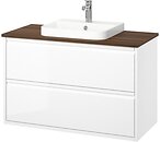 Фото IKEA Angsjon/Backsjon білий/коричневий горіх (595.215.93)
