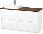 Фото IKEA Angsjon/Backsjon білий/коричневий горіх (795.285.79)