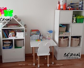Фото Design Service Дитячий стелаж Будиночок + Стелаж прямий + Столик і стілець