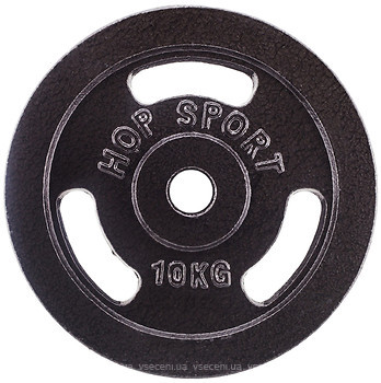 Фото Hop-Sport Диск 10 кг металевий чорний