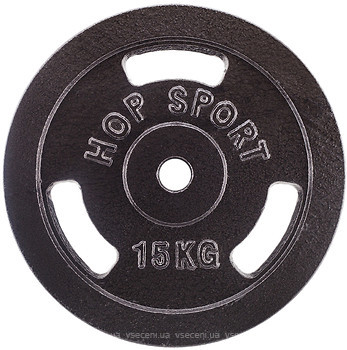 Фото Hop-Sport Диск 15 кг металевий чорний