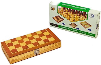 Фото ChessTour Шахи, шашки, нарди 3в1 (W3015)