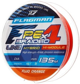 Фото Flagman PE Hybrid F4 135 Fluo Orange (0.08mm 135m 3.6kg)