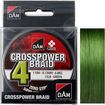 Фото Dam Crosspower 4-Braid Moss Green (0.15mm 110m 8.1kg)