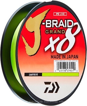 Фото Daiwa J-Braid Grand X8 Chartreuse (0.24mm 270m 22kg)