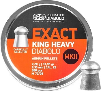 Фото JSB Exact King Heavy MKII 6.35 мм, 2.2 г, 300 шт (546498-300)