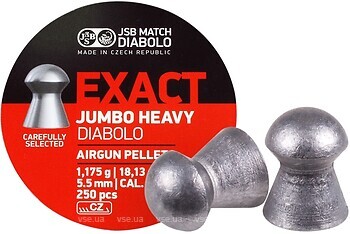 Фото JSB Diabolo Exact Jumbo Heavy 5.5 мм, 1.17 г, 250 шт (546287-250)