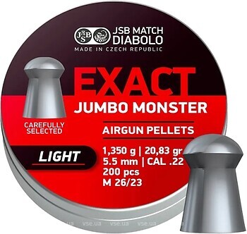 Фото JSB Exact Jumbo Monster Light 5.5 мм, 1.35 г, 200 шт (546088-200)
