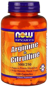 Фото Now Arginine & Citrulline 500/250 120 капсул