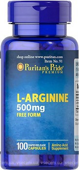 Фото Puritan's Pride L-Arginine 500 mg 100 капсул