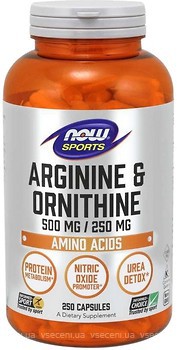 Фото Now Foods Arginine & Ornithine 500/250 250 капсул