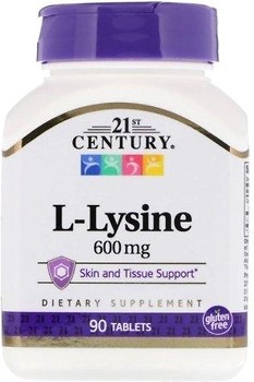 Фото 21st Century L-Lysine 600 mg 90 таблеток