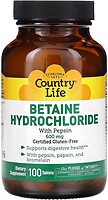 Фото Country Life Betaine Hydrochloride 600 mg 100 таблеток
