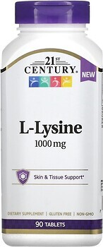 Фото 21st Century L-Lysine 1000 mg 90 таблеток
