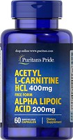 Фото Puritan's Pride Acetyl L-Carnitine HCL 400 mg with Alpha Lipoic Acid 200 mg 60 капсул