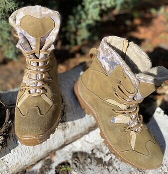 Фото Ukono ботинки тактические с конопляной тканью зимние пиксель бежевые