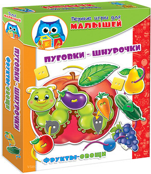 Фото Vladi Toys Пуговки-шнурочки Фрукты-овощи украинский (VT1307-12)