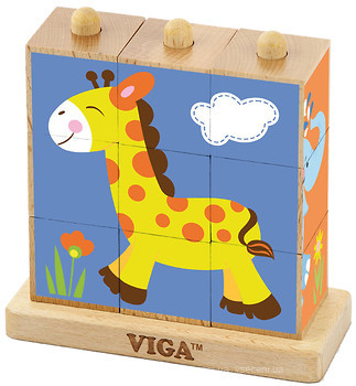 Фото Viga Toys Кубики на логіку Тварини (50834)