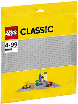 Фото LEGO Classic Будівельна пластина сірого кольору (10701)