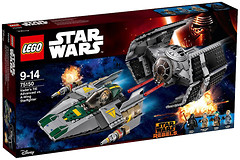 Фото LEGO Star Wars Вдосконалений винищувач TIE Дарта Вейдера і винищувач A-Wing (75150)