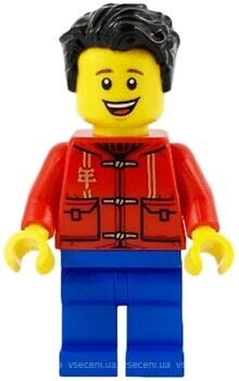 Фото LEGO City Father - Red Shirt, Blue Legs, Black Hair (hol225)