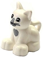 Фото LEGO Duplo White Kitten - Sitting with Black Eyes and Whiskers (17865pb01)