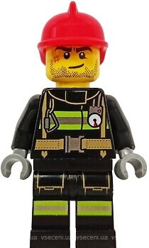 Фото LEGO City Firefighter - Stubble Beard, Red Helmet (cty0951)