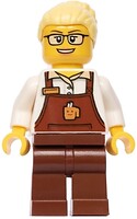 Фото LEGO City Barista - Female, Reddish Brown Apron with Cup and Name Tag (trn249)