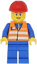 Фото LEGO City Railway Worker - Male, Blue Legs, Gray Frame Glasses, Red Construction Helmet (trn226)