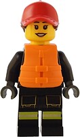 Фото LEGO City Firefighter - Female, Red Cap with Reddish Brown Ponytail, Orange Life Jacket (cty1551)