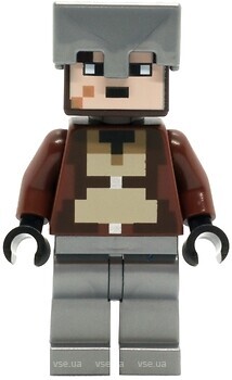 Фото LEGO Minecraft Nether Hero - Reddish Brown Torso, Flat Silver Helmet (min169)