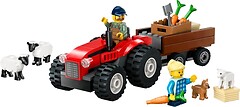 Фото LEGO City Червоний фермерський трактор із причепом і вівцями (60461)