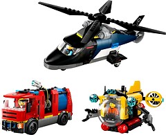Фото LEGO City Ремікс вертольотів, пожежних машин і підводних човнів (60462)