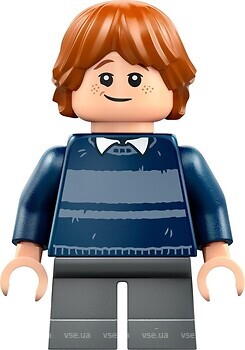 Фото LEGO Harry Potter Ron Weasley - Dark Blue Striped Sweater, Dark Bluish Gray Short Legs (hp477)
