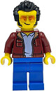 Фото LEGO City Man - Dark Red Jacket, Blue Legs, Black Widow's Peak Hair (twn439)