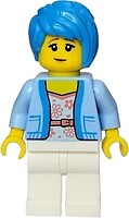 Фото LEGO City Woman - Bright Light Blue Jacket, Coral Flowers, Dark Azure Tousled Hair (twn437)